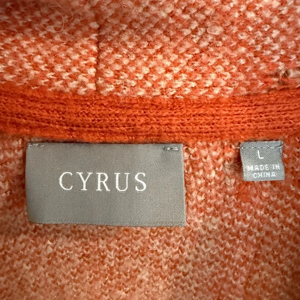 Cyrus Buffalo Plaid Cardigan – Size L | Orange & Cream Cozy Knit - Picture 7 of 9